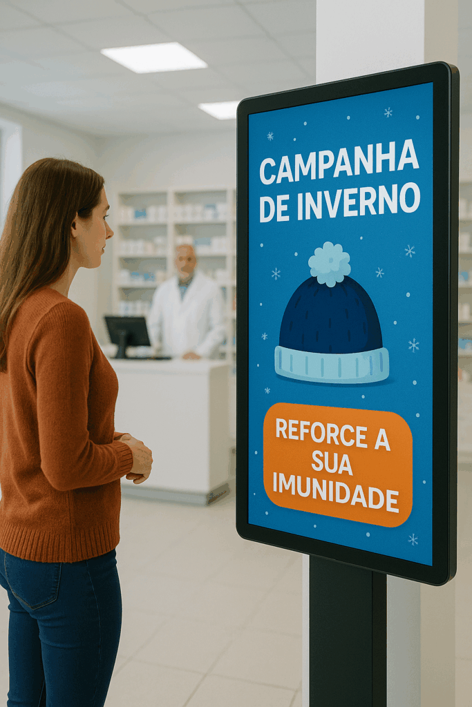 campanhas sazonais, sinalização digital, engajamento em farmácias
