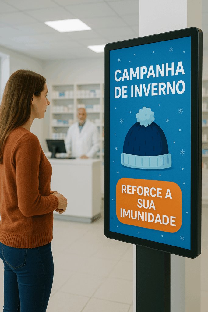 campanhas sazonais, sinalização digital, engajamento em farmácias